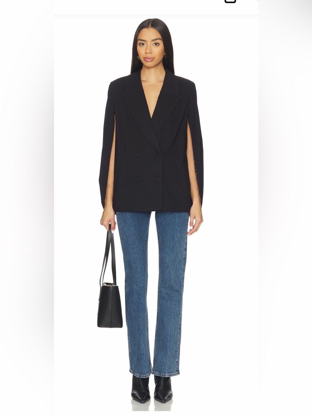 WeWoreWhat NWT SIZE X SMALL BLACK  Cape Blazer Revolve